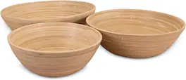 Lexa - Bamboo 3-Piece Bowl Set, 12, 10, 8 Inch, Bamboo - Natural