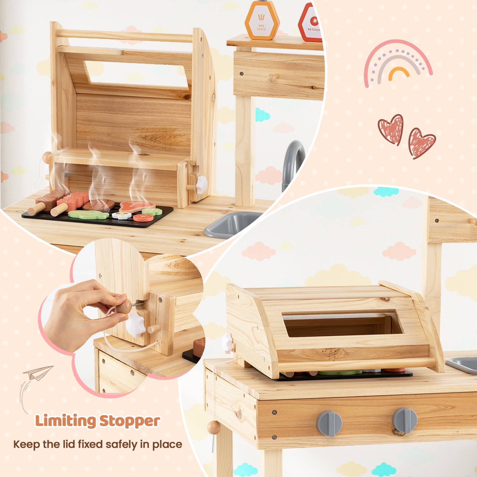 Limiting Stopper  
Keep the lid fixed safely in place