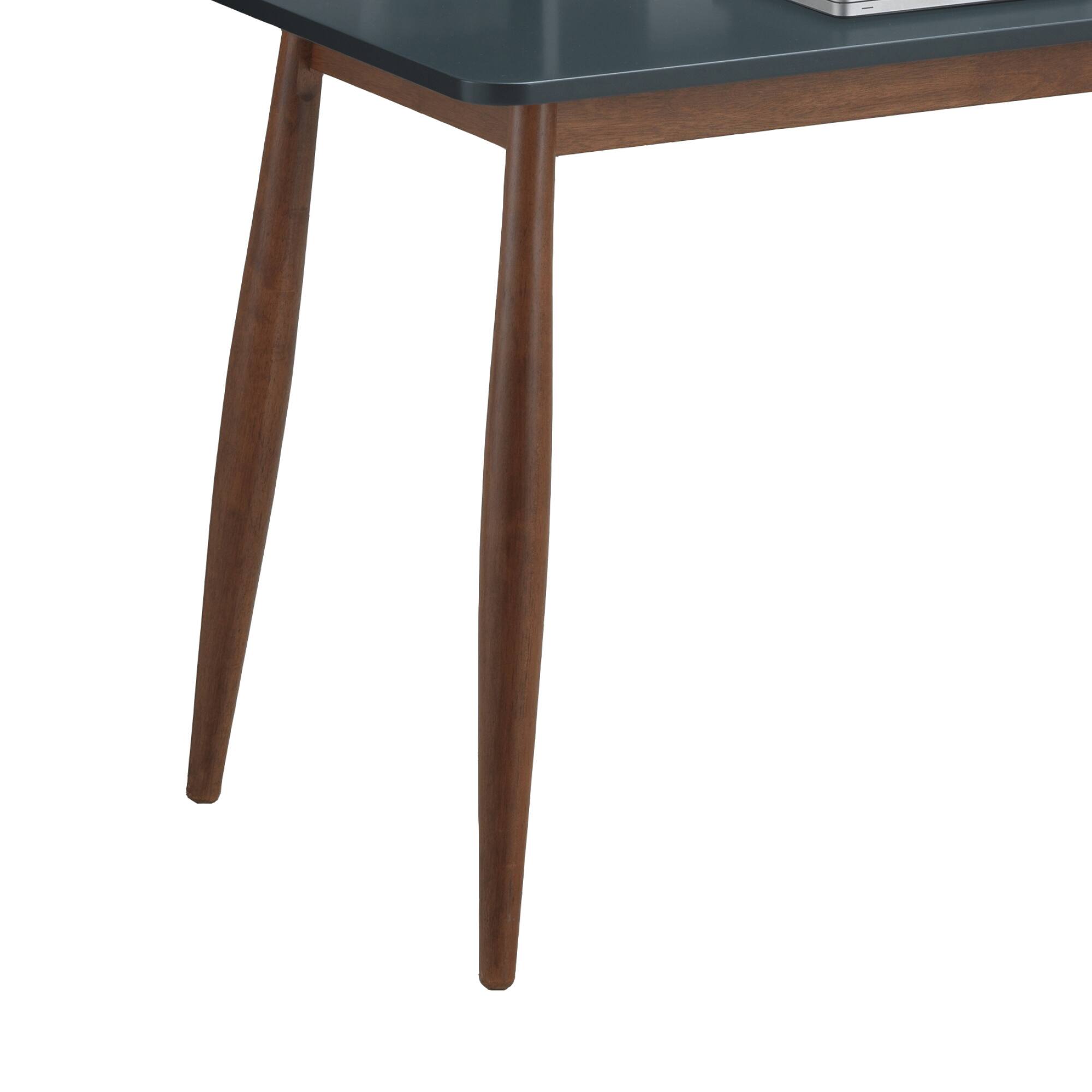 Alt View 1. GOODSILO - Mid-Century Modern Wooden Writing Desk with Storage Hutch in Two-Tone Finish for Home Office - Grey.
