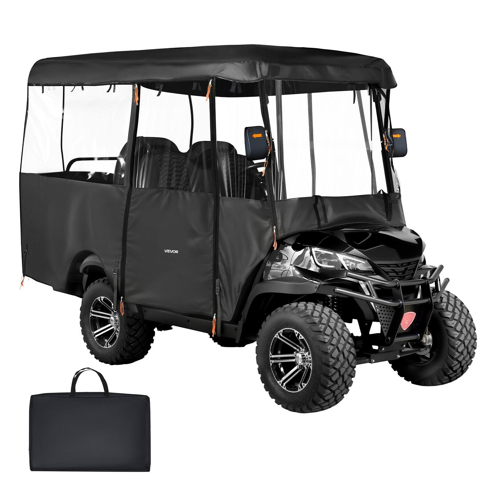 Alt View 5. VEVOR - Golf Cart Cover, Visible Full-Enclosure 2+2/4 Passenger Golf Cart, 420D Waterproof Oxford Fabric Club Car Cover - Black.