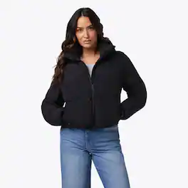 Mobile Warming - App Controlled Women's Cloud IX Crop Puffer Heated Jacket - Black