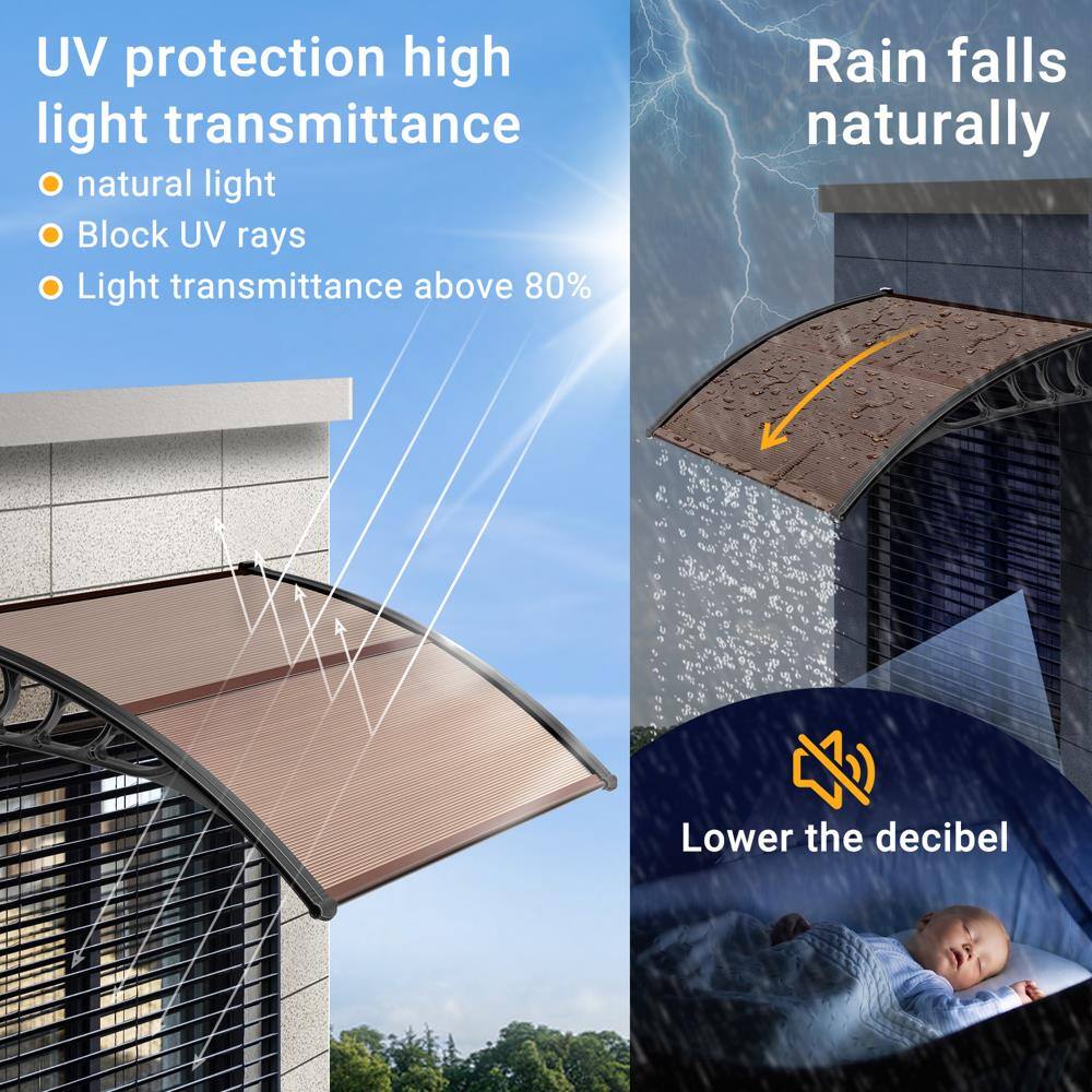 UV protection high light transmittance  
- natural light  
- Block UV rays  
- Light transmittance above 80%  

Rain falls naturally  

Lower the decibel