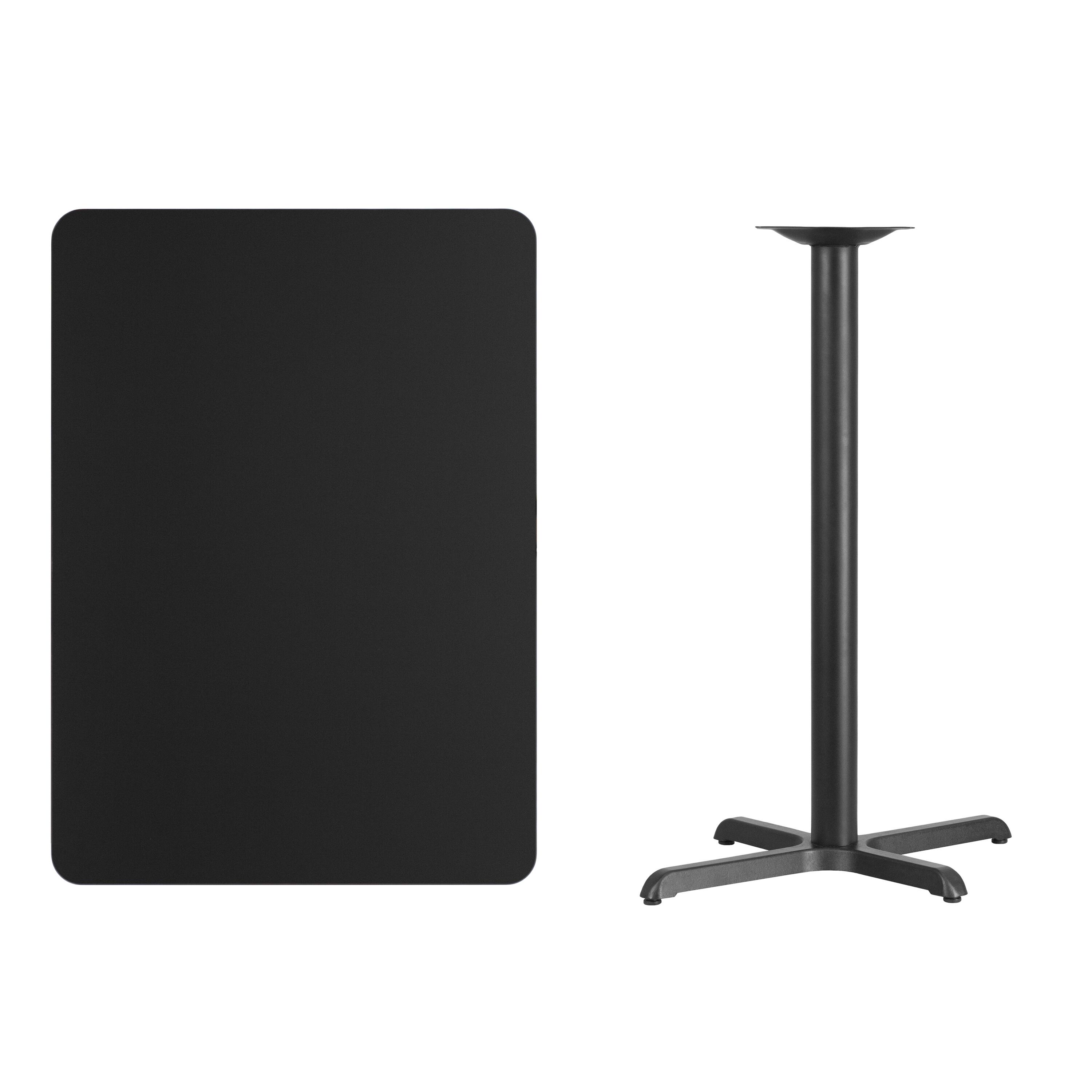 Alt View 2. Emma + Oliver - 30"x42" Rectangular Laminate Bar Table with 23.5"x29.5" Base - Black.