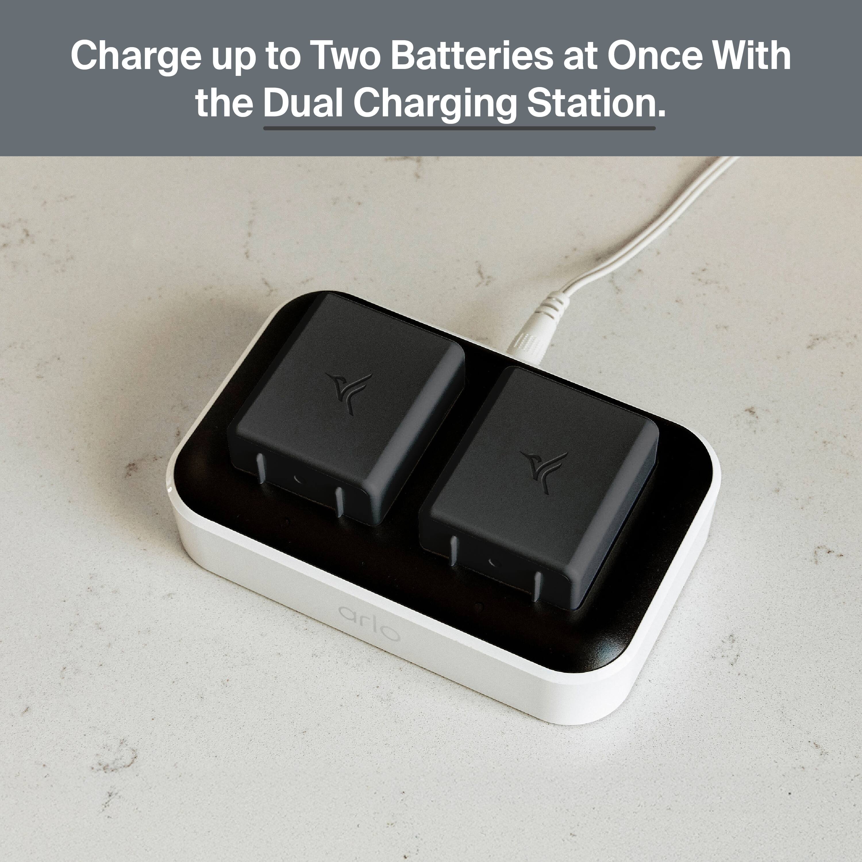 Charge up to Two Batteries at Once With the Dual Charging Station.