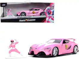 Toyota FT-1 Concept Pink Met. and Pink Ranger Figurine "Power Rangers" "Hollywood Rides" 1/32 Model Car by Jada