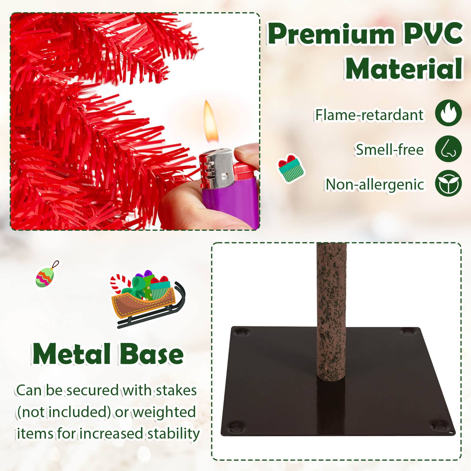 Premium PVC Material  
- Flame-retardant  
- Smell-free  
- Non-allergenic  

Metal Base  
- Can be secured with stakes (not included) or weighted items for increased stability