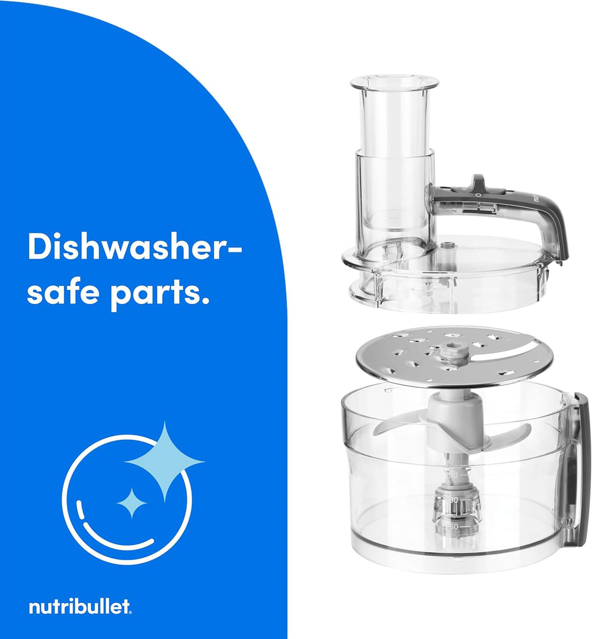 Dishwasher-safe parts.  
Nutribullet.