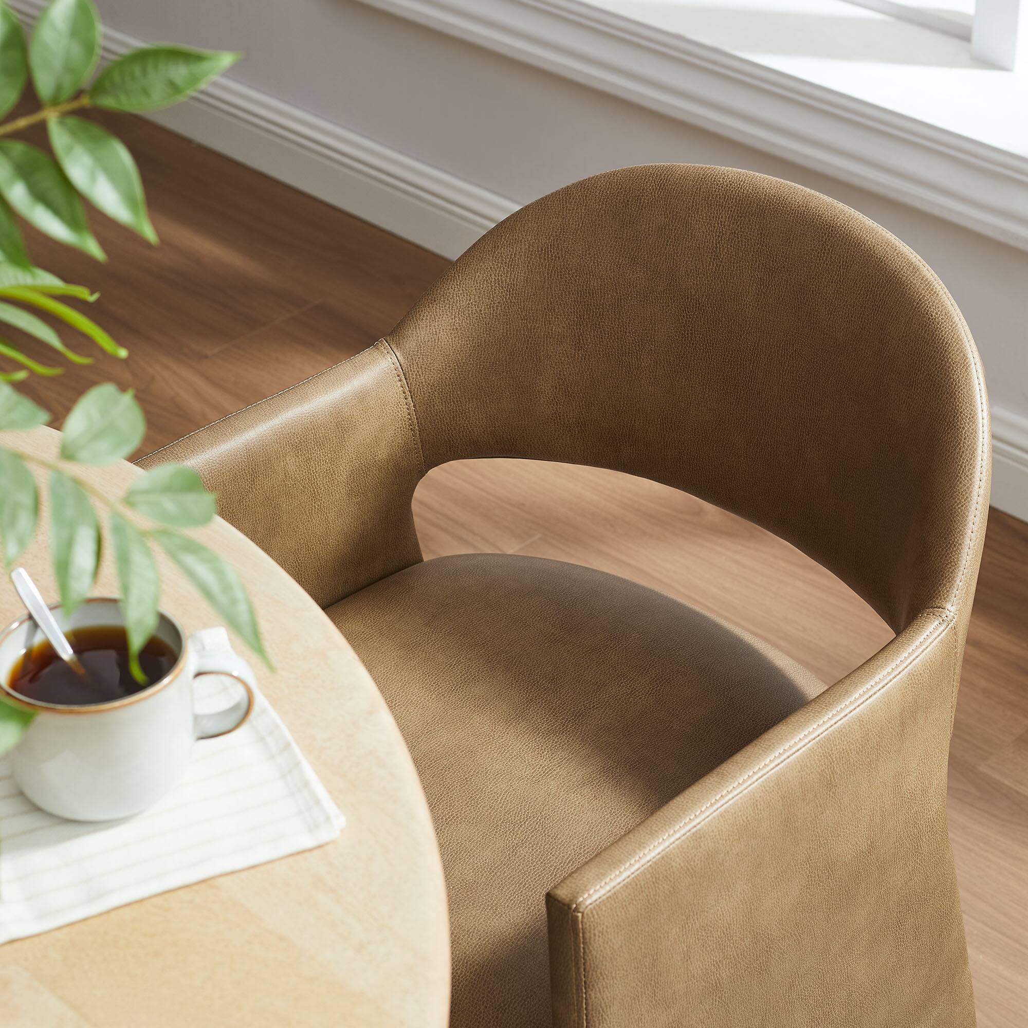 Alt View 5. Modway - Talia Vegan Leather Dining Armchair by Modway - Brown.