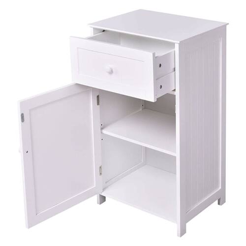 Back. SlickBlue - Wood Storage Cabinet with Waterproof Surface for Bathroom - White.