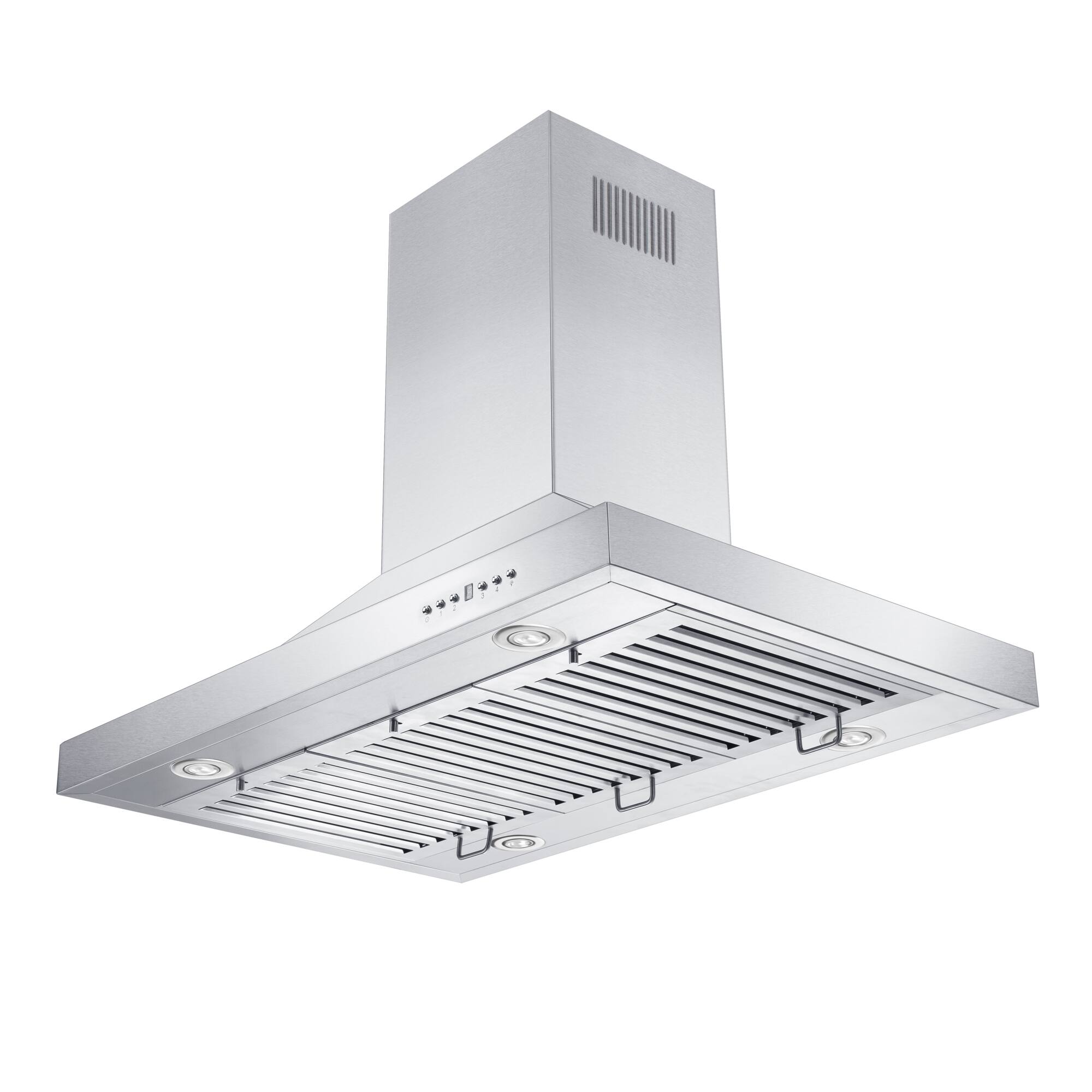 Left. ZLINE - 36 in. Ducted Island Mount Range Hood with Dual Remote Blower in Stainless Steel (GL2i-RD-36) - Stainless Steel.