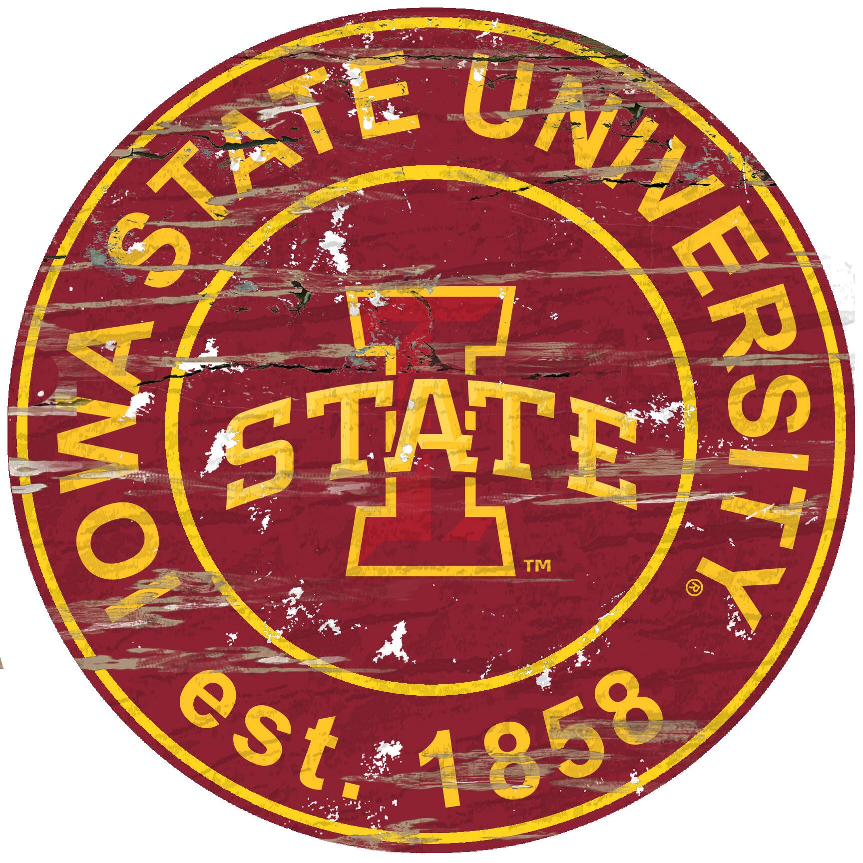 Iowa State Cyclones 23.5" Distressed Round Sign