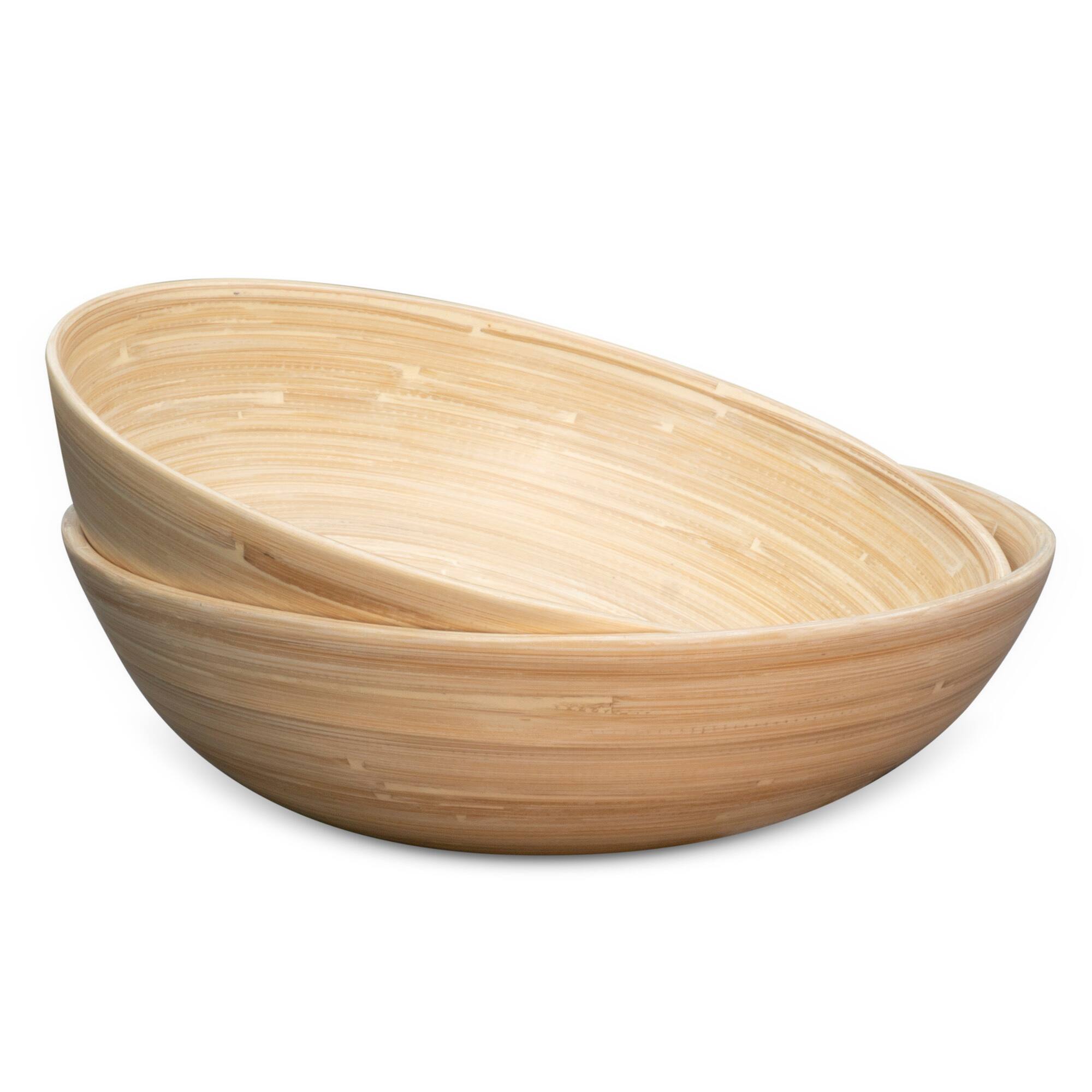 Back. Lexa - Bamboo Salad Bowl Set, 12 Inch x 2, Natural Bamboo - Natural.