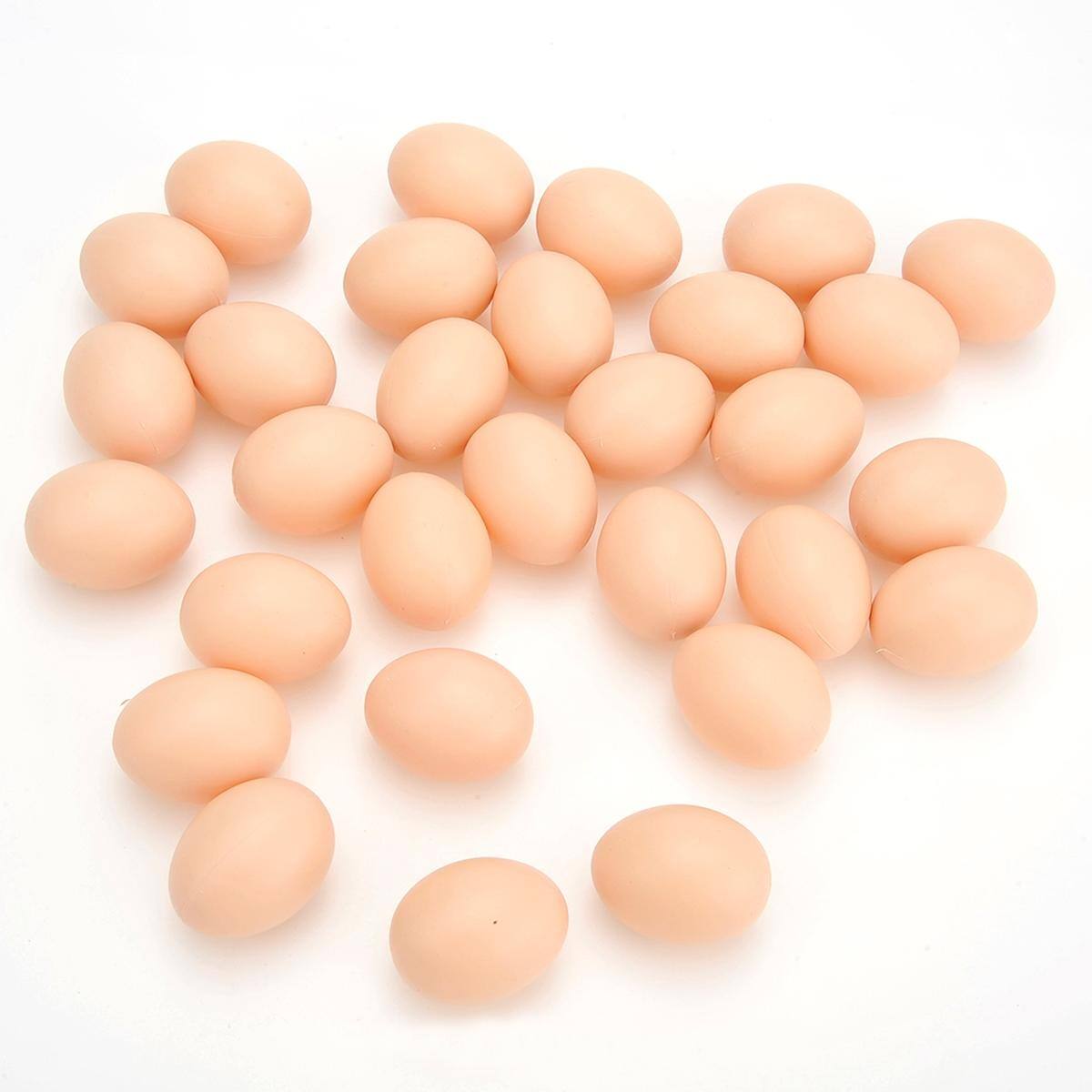 Back. JuzToys - 30pcs Kids Realistic Chicken Eggs Toys, Play Food Toy Eggs for Pretend Play, Easter Decor, Egg Hunt Game - Brown.