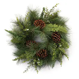 BreeBe - Mixed Pine Cedar Wreath 18"D - Green