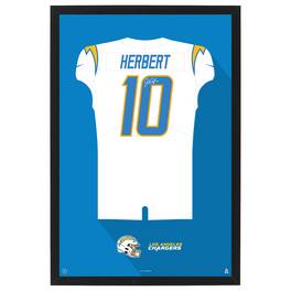 Sporticulture - Justin Herbert Los Angeles Chargers Away Jersey Framed Art Print - White