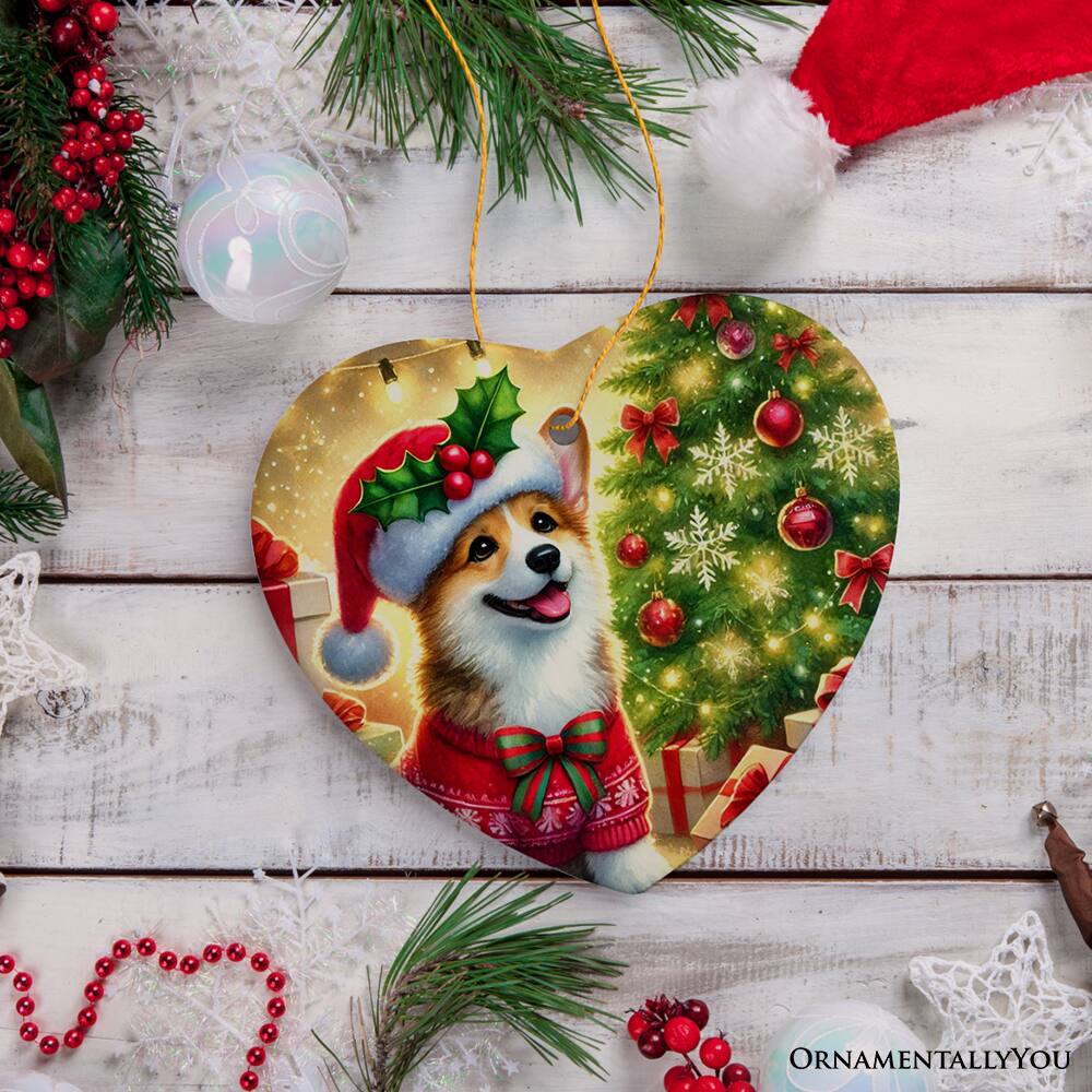 OrnamentallyYou Adorable Welsh Corgi with Santa Hat Ornament Jolly ...