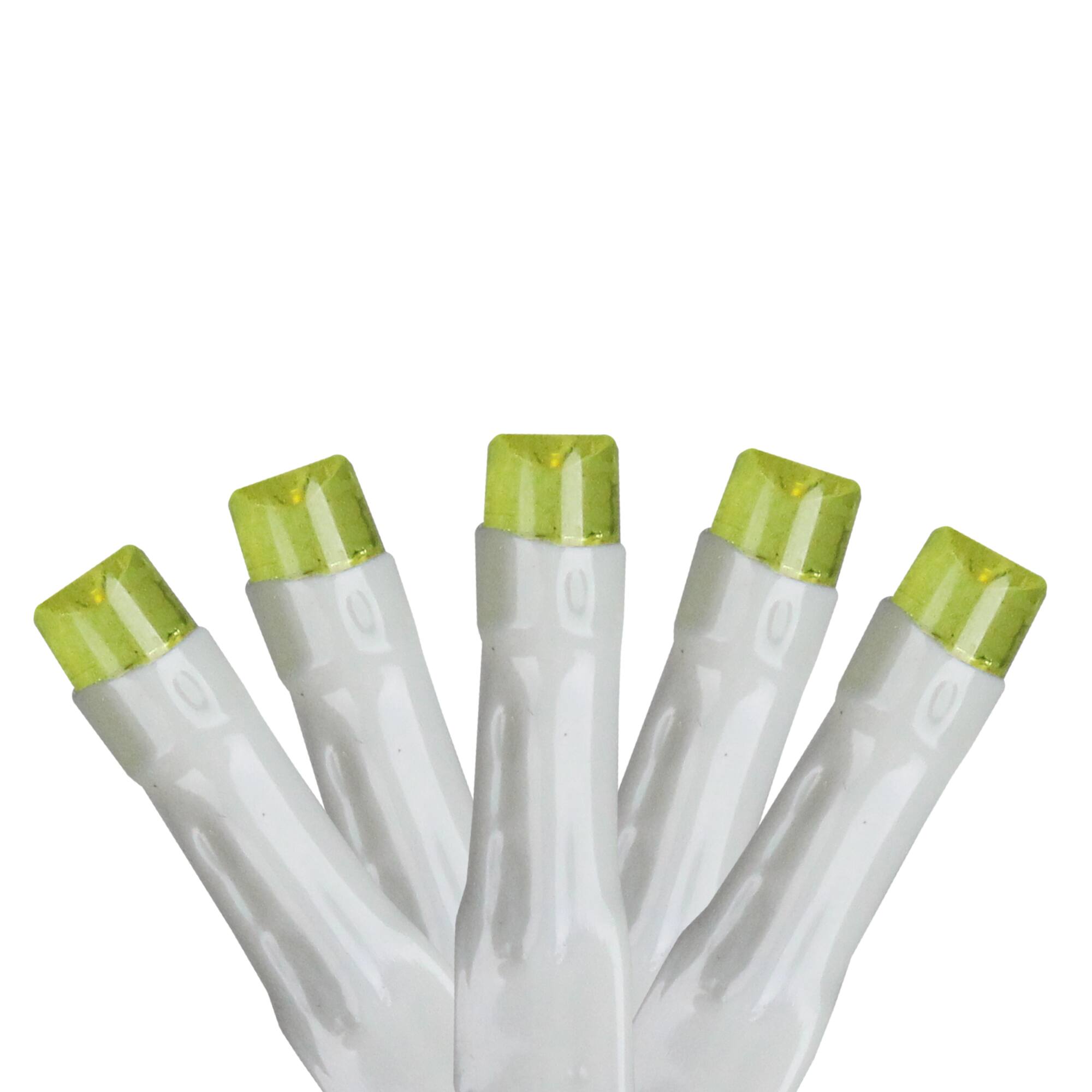 Front. Sienna - LED Mini Wide Angle Christmas Lights - Apple Green - 6.25' White Wire - 20ct - Green.