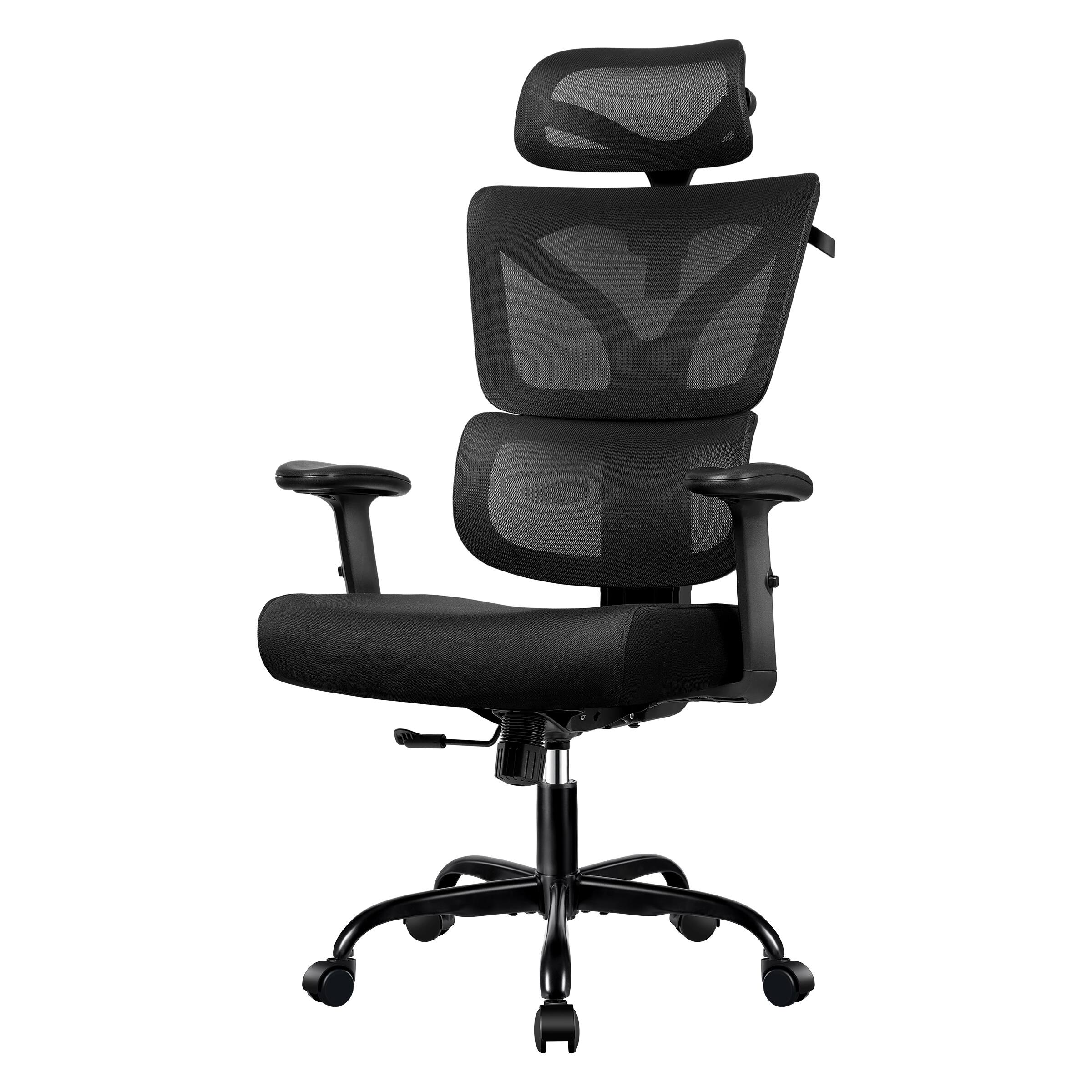 Alt View 3. KERDOM - Ergonomic Breathable Mesh Office Chair with Adjustable Headrest & Lumbar Support, Lifting Armrests & Reclining for Home - Black.