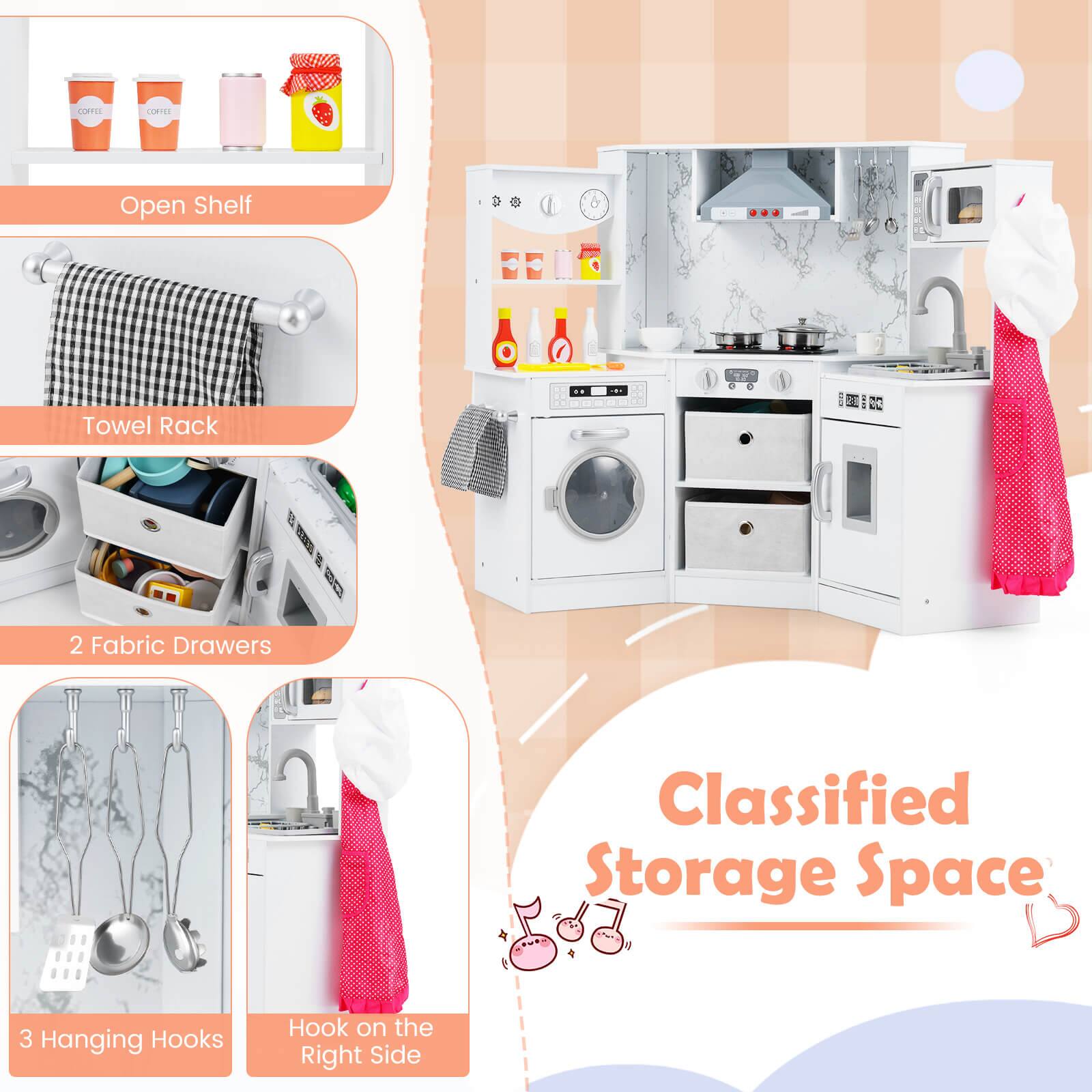 COFTIC CORNES Open Shelf | Towel Rack | 2 Fabric Drawers | 3 Hanging Hooks | Hook on the Right Side | Classified Storage Space