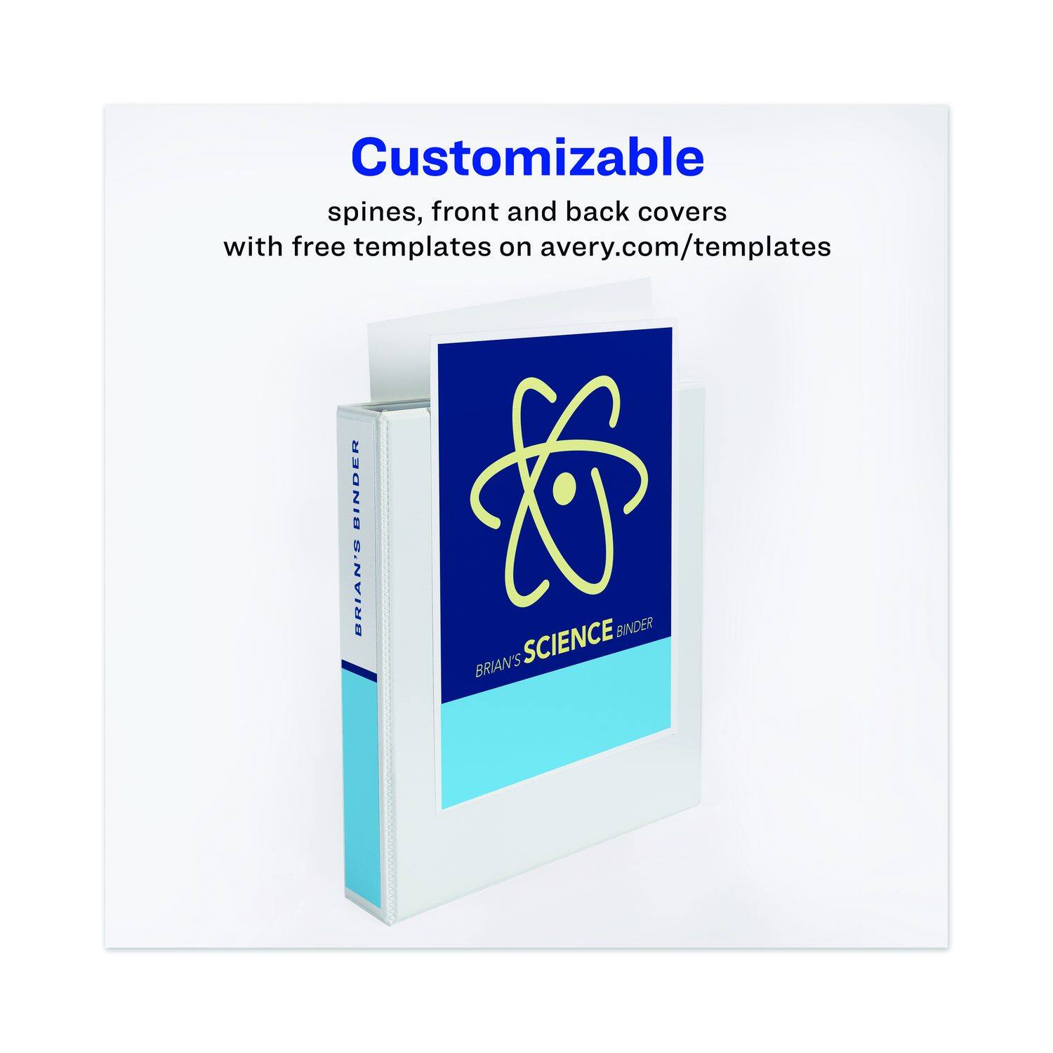 Customizable spines, front and back covers with free templates on avery.com/templates

BINDER
BRIAN'S BINDER
SCIENCE
BRIAN'S