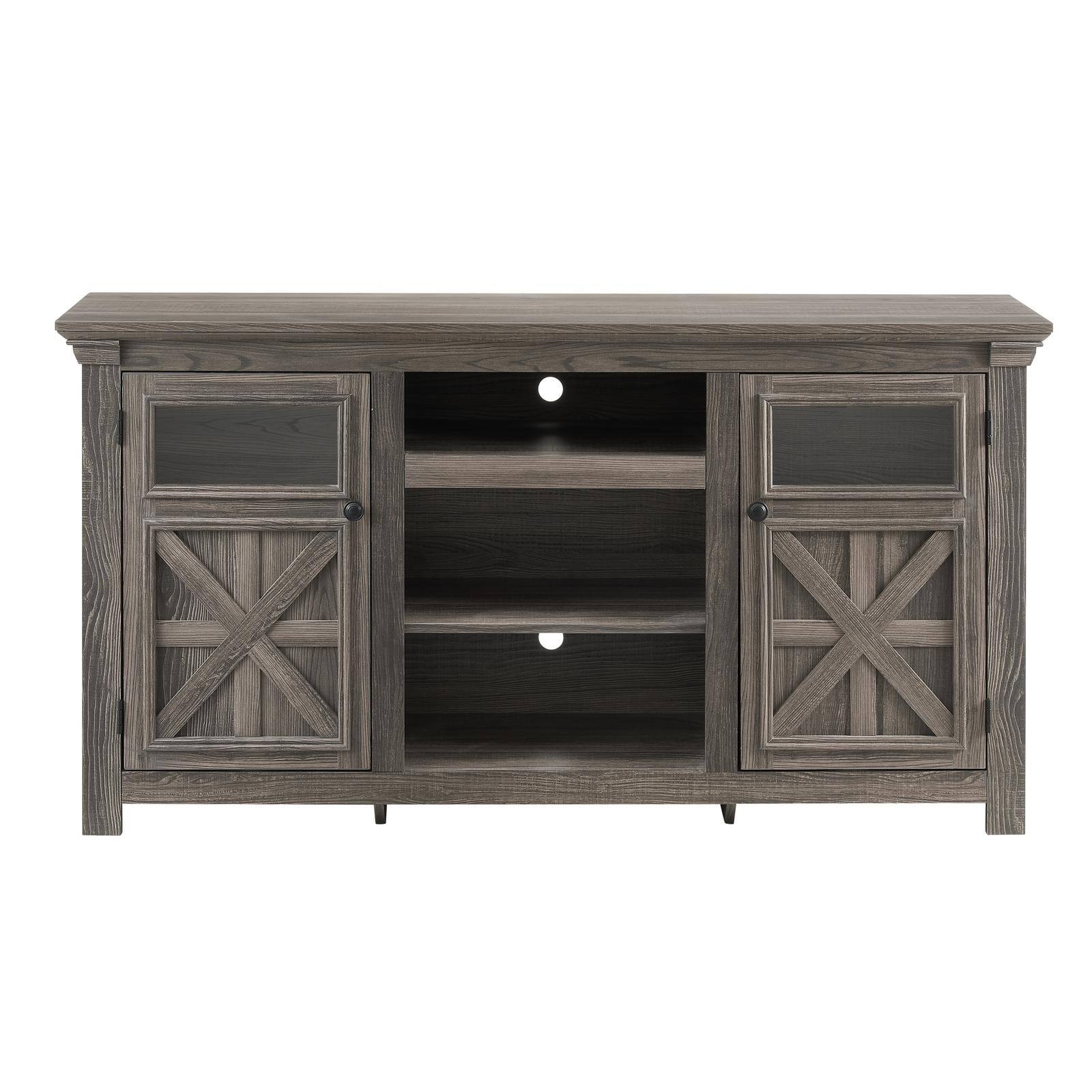 Angle. Spaco - Spaco 60.23" Farmhouse TV Stand for 75" TV , 2-Door Barn Design Media Console, Large Storage for Farmhouse Living Room - Grey.
