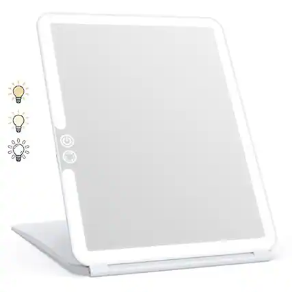 Front. Pacoar Cade - Travel Mirror Makeup With Touch Screen Three Colors Ultra Thin Mah Mirror Light Mirror Mirror - White.