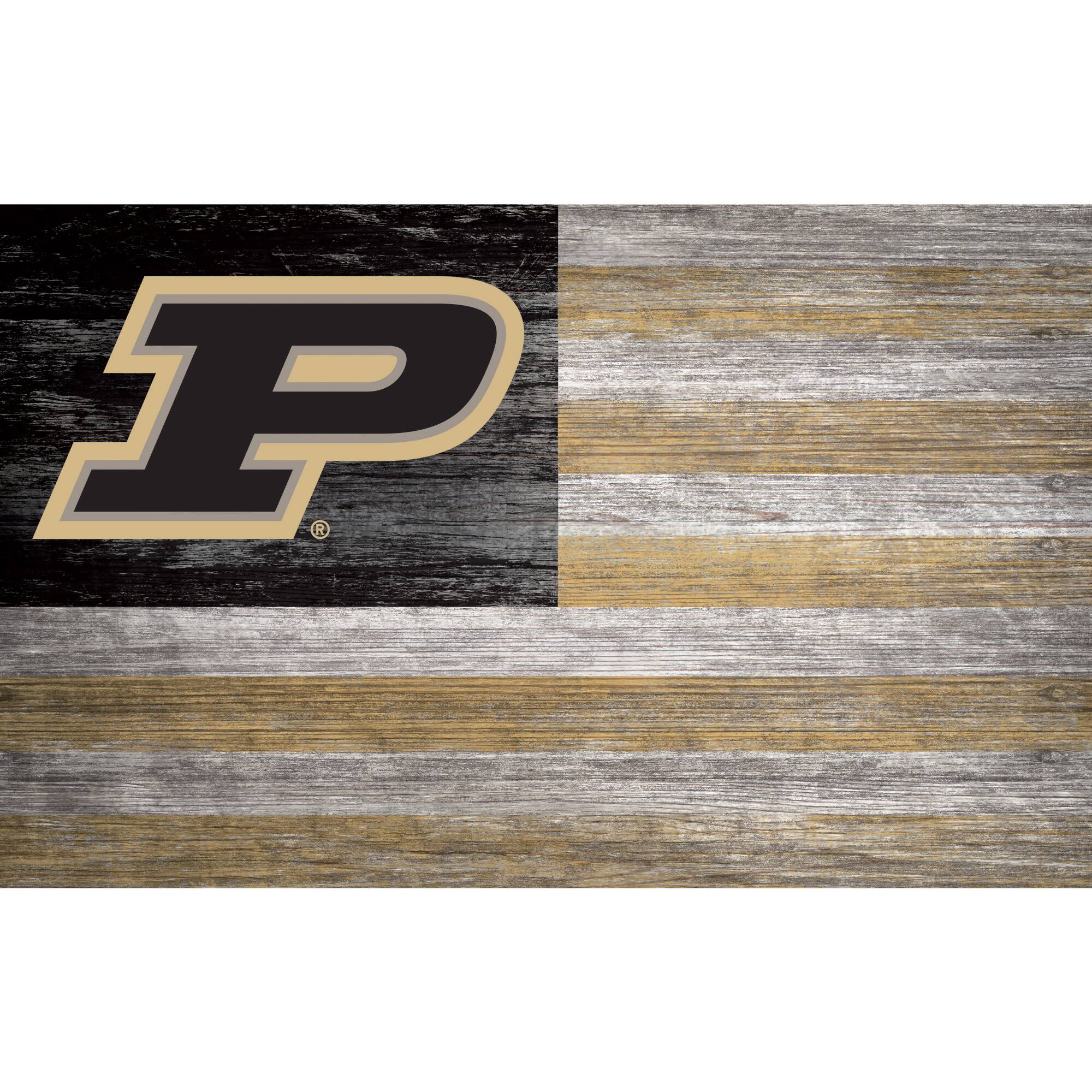 Front. Fan Creations - Purdue Boilermakers 11'' x 19'' Distressed Flag Sign - Multicolor.
