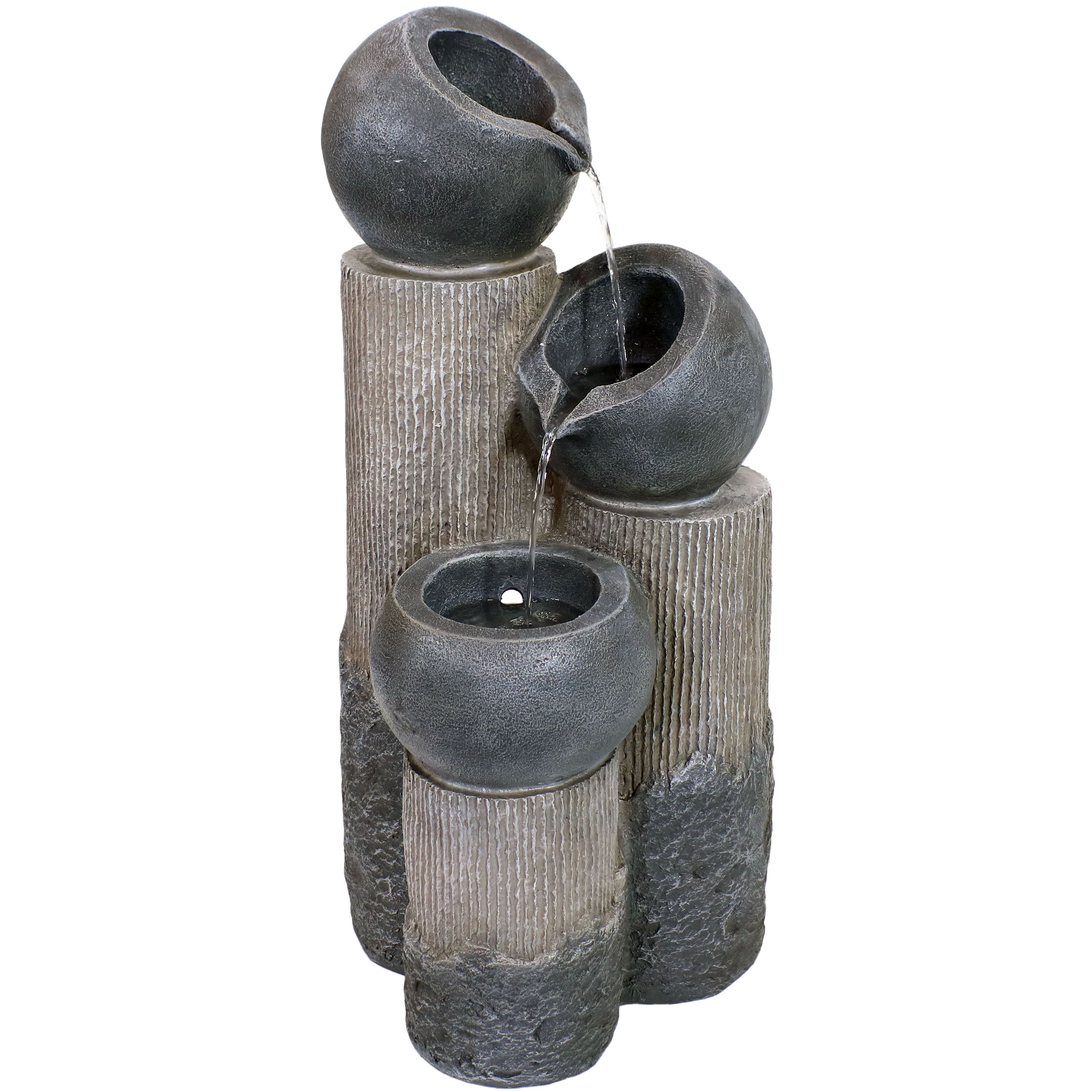 Sunnydaze - Cascading Tiered Cups Solar Water Fountain with Battery - 31 in - Gray price history on PriceWatchPro