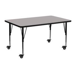 Emma + Oliver - Mobile 24x48 Rectangle HP Laminate Preschool Activity Table - Gray