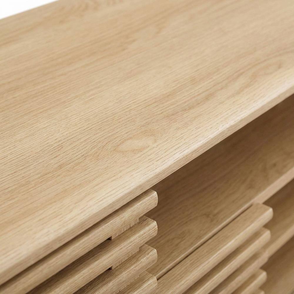 Alt View 1. FurniFact - Wooden Brown TV Stand with Spacious Storage and Modern Design - Brown.