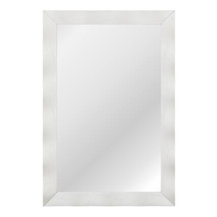 Front. Gymax - Gymax 42'' x 28'' Farmhouse Wall Mirror w/Solid Wood Frame Rubber Wood Rustic Style White - White.