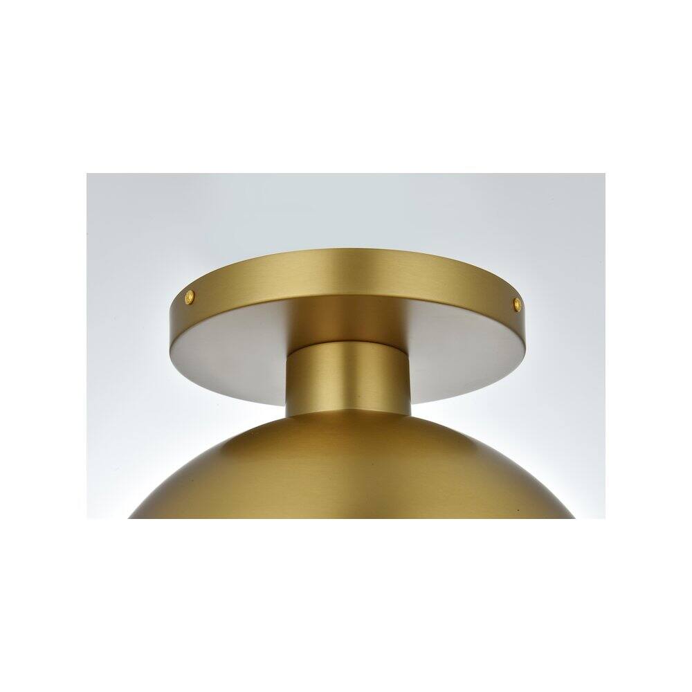 Alt View 4. Living District - Eclipse 12 Inch Flush Mount Ceiling Light Frosted White Shade in Satin Gold - Satin Gold And Frosted White.