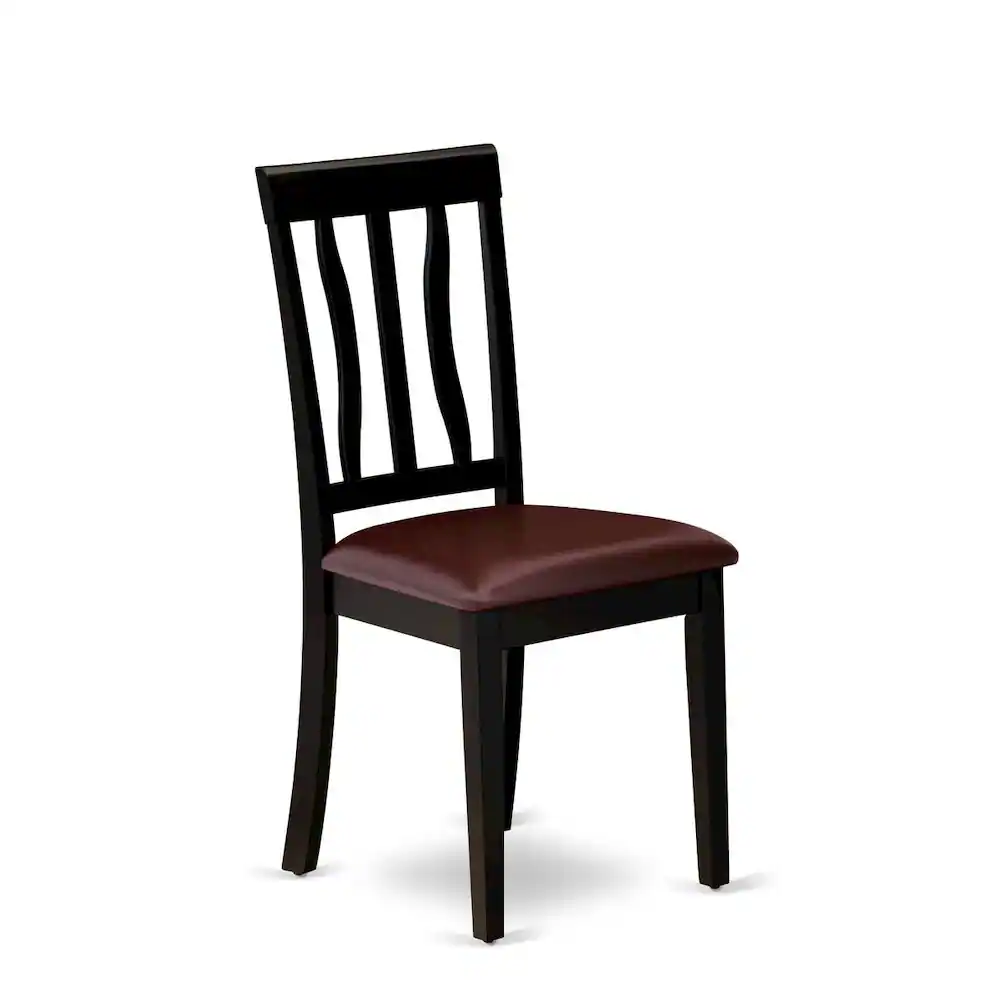 Left. East West Furniture - Antique Dining Room Chairs - Faux Leather Upholstered Wooden Chairs - Black & Cherry.