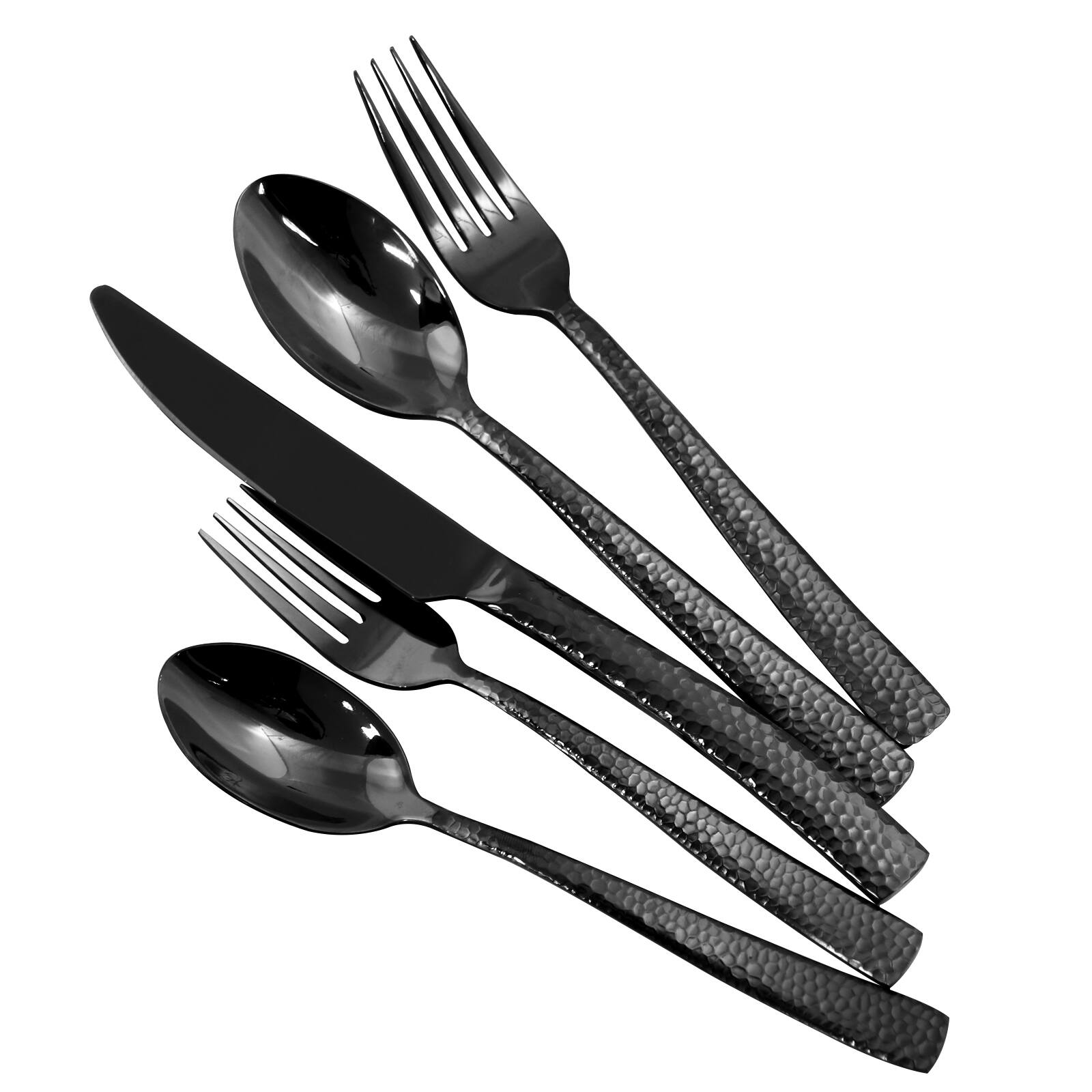 Alt View 4. Gibson - Gibson Elite Stonehenge 20 Piece Flatware Set in Black - Black.