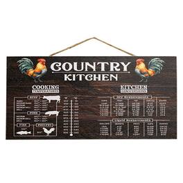 BreeBe - Country Kitchen Conversion Chart Hanging Sign - 12"x6" - Dark Brown