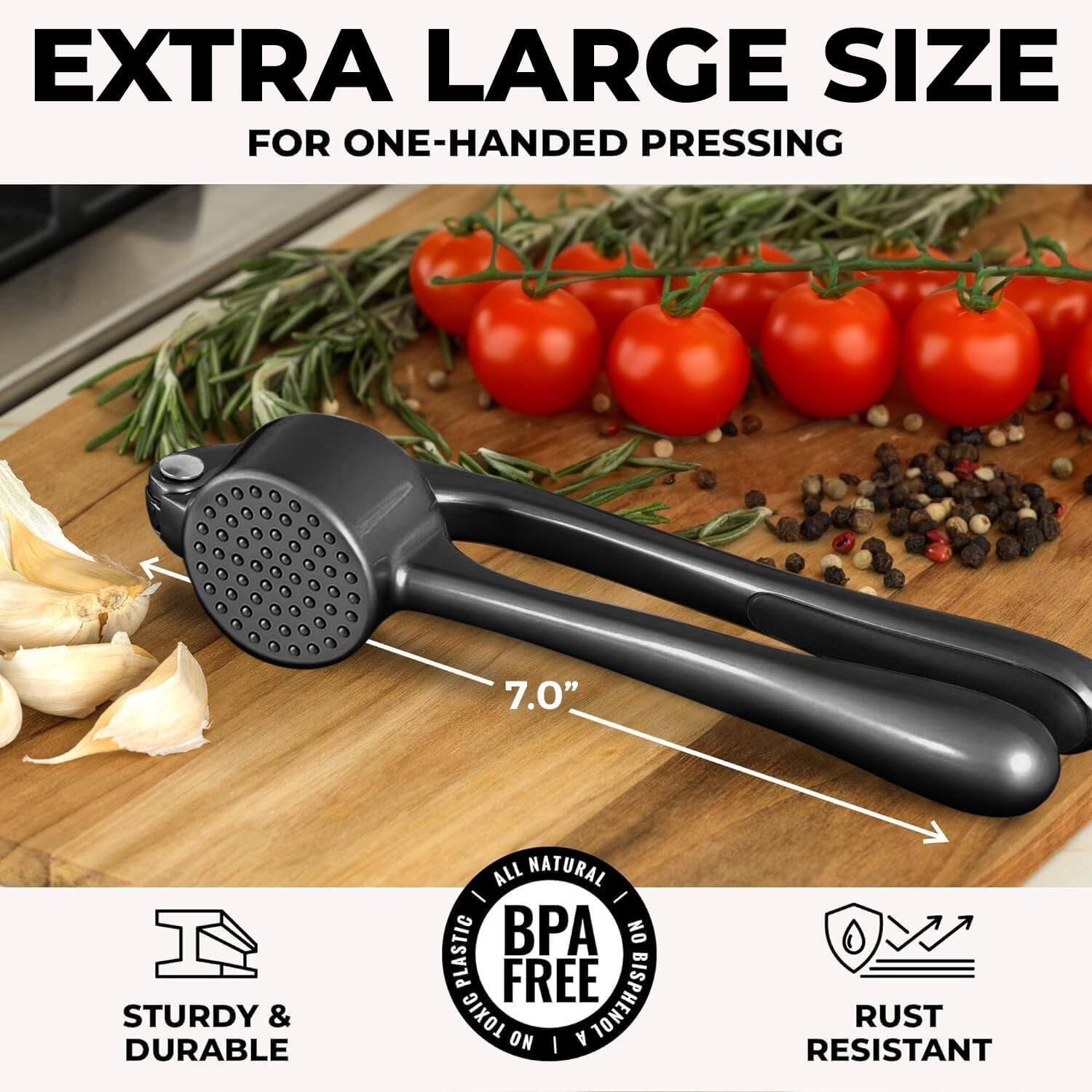 EXTRA LARGE SIZE  
FOR ONE-HANDED PRESSING  

7.0"  

STURDY & DURABLE  
ALL NATURAL  
BPA FREE  
RUST RESISTANT