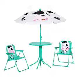 Outsunny - Kids Table and Chair Set, Picnic Table for Patio Backyard, with Removable, Height Adjustable Sun Umbrella - White