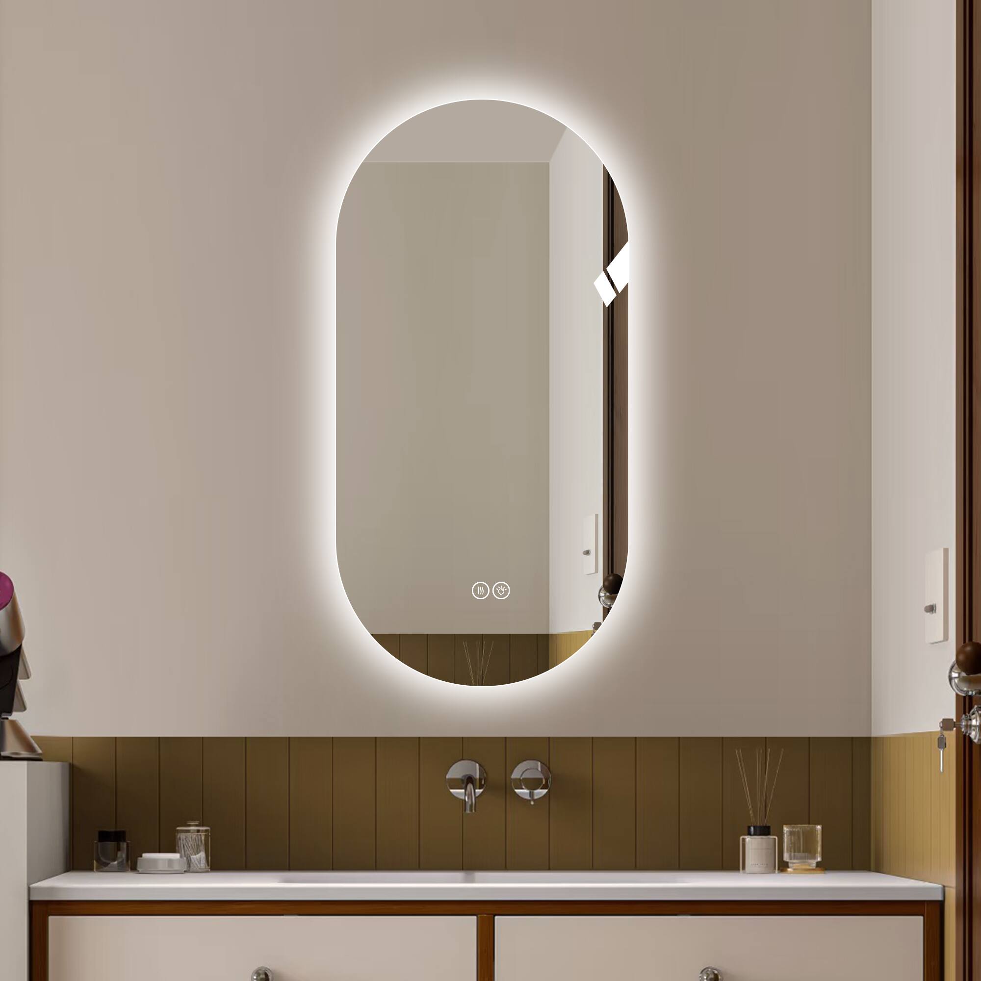 Alt View 2. Boyel Living - 48 by 24 Inch Smart Wall Mounted LED Touch Screen Anti Fog Mirror for Bathroom or Barber Shop.