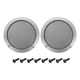 Unique Bargains - 2pcs Speaker Grill Mesh Metal Woofer Guard Protector ABS Frame with Screws for Home Audio Car Speaker - Black Iron Gray
