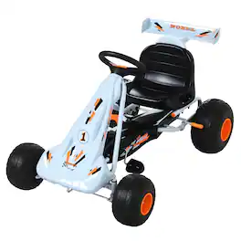 Aosom - Pedal Go Kart Children Ride on Car, Cute Style, Adjustable Seat, Plastic Wheels, Handbrake, Shift Lever