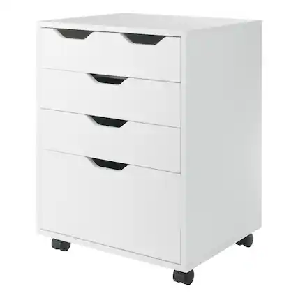 Front. Winsome Wood - Halifax Bins & Drawers Storage Mobile Cabinet - White.