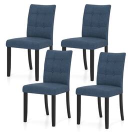Gymax - 4PCS Tufted Dining Chairs Upholstered Kitchen Armless Side Chairs w/Padded Seat - Dark Blue, Black