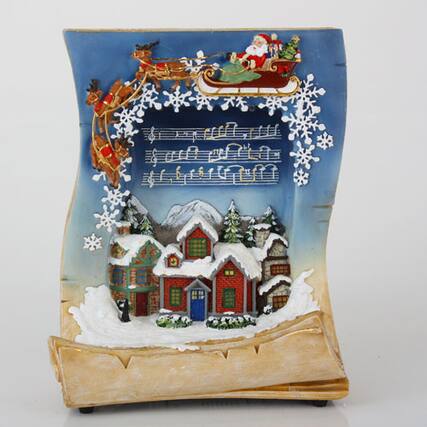 Front. Sterling - 10" Blue and Beige LED Lighted Musical Holiday Village Book Christmas Tabletop Decor - Blue.