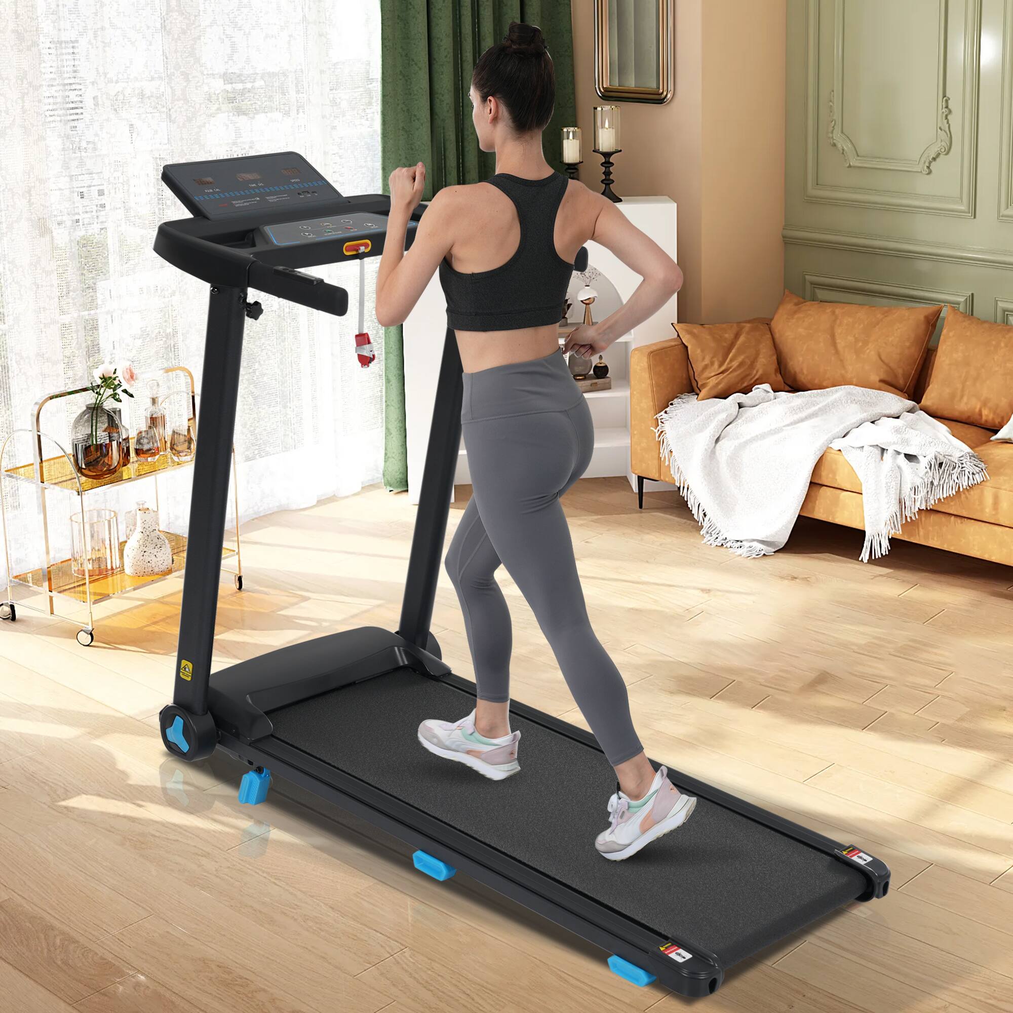 Front. PexFix - Incline Treadmill with Bluetooth & USB Charging, 3.0HP Foldable Treadmill for Home - Black.