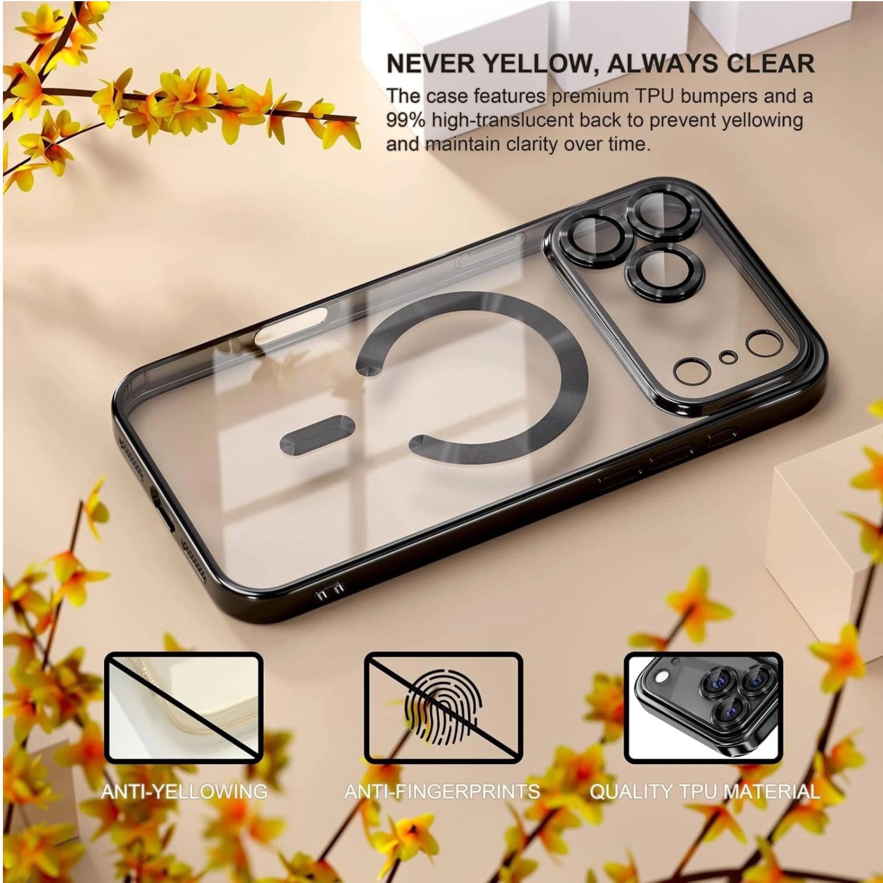 NEVER YELLOW, ALWAYS CLEAR

The case features premium TPU bumpers and a 99% high-translucent back to prevent yellowing and maintain clarity over time.

ANTI-YELLOWING
ANTI-FINGERPRINTS
QUALITY TPU MATERIAL
