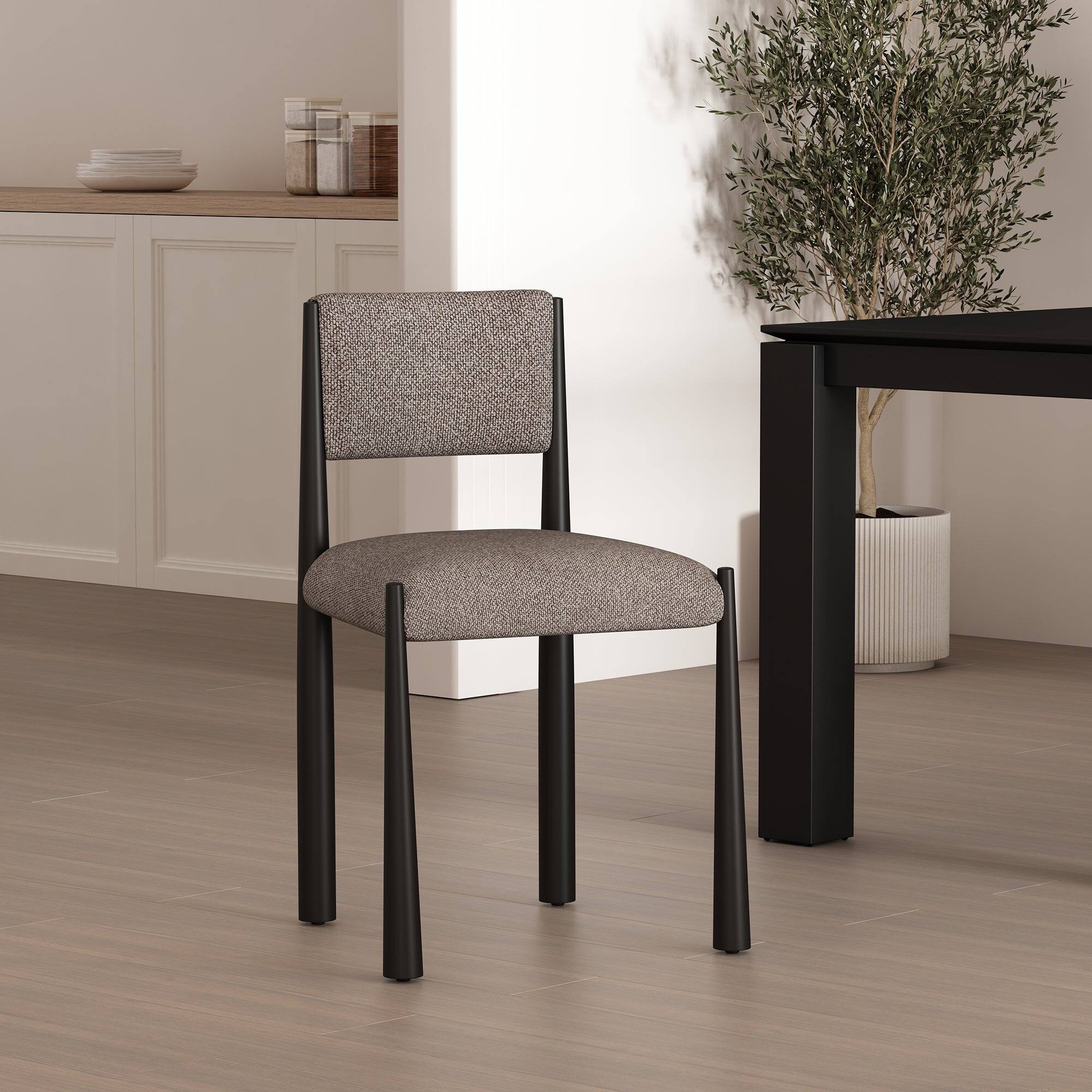 Angle. Manhattan Comfort - Lennor Mid-Century Modern Metal Boucle Side Chair - Set of 2 - Mushroom.