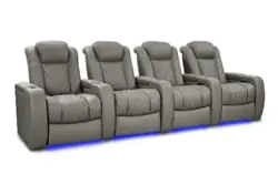 Valencia Theater Seating - Valencia Tuscany Ultimate Luxury, Row of 4, Premium Semi-Aniline Italian Nappa Leather 20000 Home Theater Seating - Boulder Grey - Angle_Zoom