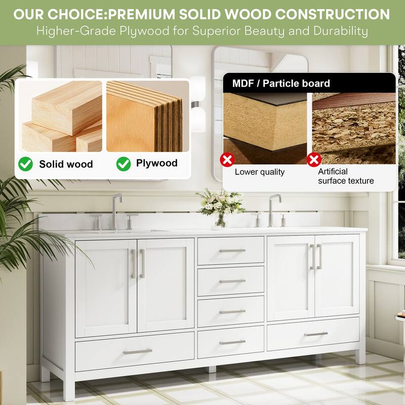 OUR CHOICE: PREMIUM SOLID WOOD CONSTRUCTION  
Higher-Grade Plywood for Superior Beauty and Durability  

Solid wood  
Plywood  

MDF / Particle board  
Lower quality  
Artificial surface texture