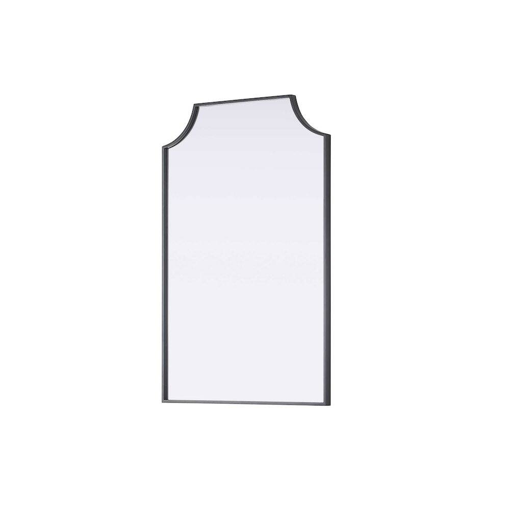 Back. Elegant Kitchen and Bath - Notched Metal Mirror 24x36 inch in Black - Black.
