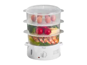 Rosewill - 4-in-1 Steamer: Food, Baby Food, Rice, Sterilizer, 800W, 3-Tier, 9.5Qt - White